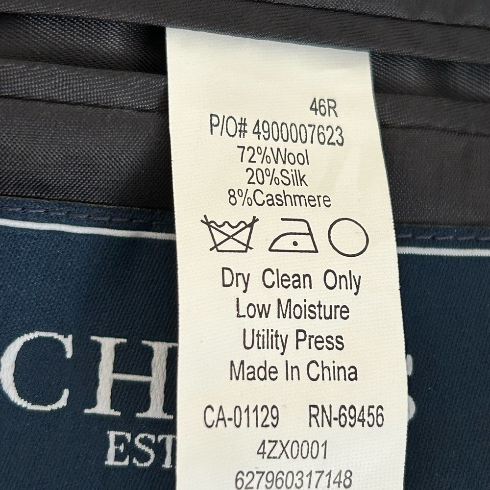 Chaps Wool Cashmere Blazer Navy Blue Size 46R - Picture 12 of 12